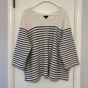 J. Jill Wearever Collection Women's Plus Striped Square-Neck Shirt Top 4X